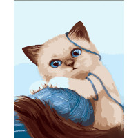 Картина-розмальовка Strateg за номерами Забави з клубочком 30х40 (SS6680)