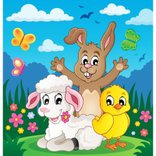 Картина-розмальовка за номерами Strateg Тварини граються на галявині 30x30 (ES171)