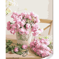 Картина-розмальовка Strateg за номерами на кольоровому фоні Букет в стилі прованс 40х50 (GS1612)