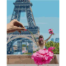 Картина для малювання за номерами Стратег Дівчина у Парижі 40х50см (VA-2250)