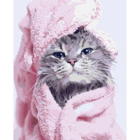 Картина для малювання за номерами Стратег Викупаний котик 40х50см (VA-3240)