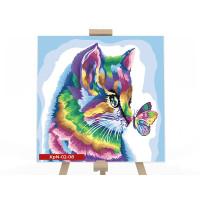 Картина для малювання за номерами Danko Toys Кольоровий кіт 40х40см (KpNe-02-08)