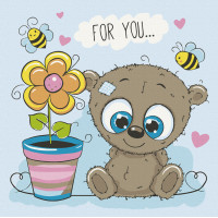 Картина для малювання за номерами Art Craft Ведмежа з квіткою 30х30см (15513-AC)