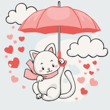 Розписна картина за номерами на полотні Art Craft Котик з парасолькою 30х30 (15568-AC)