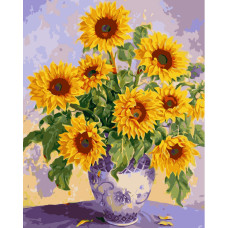 Картина для малювання за номерами Стратег Акварельний букет соняшників 50х40см (VA-1630)
