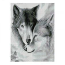 Картина за номерами з алмазною мозаїкою Стратег Вовки Ч/Б 30х40см (HX209)