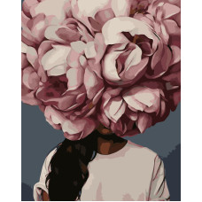 Картина для малювання за номерами Стратег Дівчина-піон 40х50см (VA-1171)