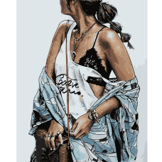 Картина для малювання за номерами Стратег Стильна дівчина 2 50х40см (VA-0738)