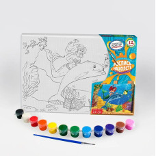 Картина розпис на полотні Danko Toys Русалка та дельфін 21х31см (PX-04-04)