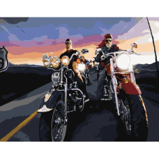 Картина-розмальовка за номерами Strateg Брутальні байкери 40x50 (GS395)