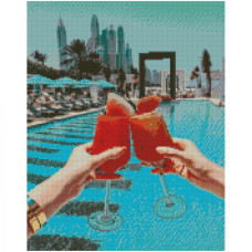 Картина за номерами з алмазною мозаїкою Стратег Відпочинок біля басейну 40х50см (FA0007)
