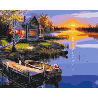 Картина для малювання за номерами Brushme Будинок біля озера 40х50см (BS51375)