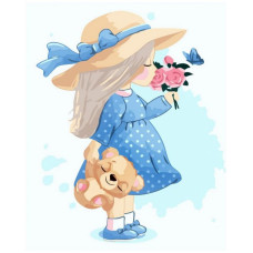 Картина для малювання за номерами Стратег Маленька дівчинка у блакитній сукні 30х40см (SV-0091)