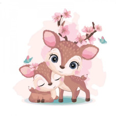 Картина для малювання за номерами Strateg Крихітки-Оленята 30х30 (ES002)