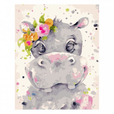 Картина для малювання за номерами Стратег Акварельний бегемот 30х40см (SV-0030)