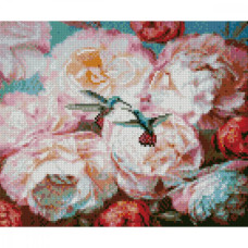 Картина за номерами з алмазною мозаїкою Стратег Ніжність піонів 30х40см (HX085)