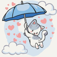 Розписна картина за номерами на полотні Art Craft Котик літає 30х30 (15567-AC)