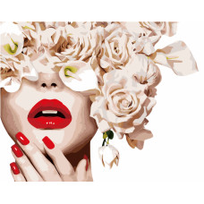 Картина для малювання за номерами Стратег Леді блиск, квіти 40х50см (VA-2655)