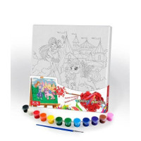 Картина розпис на полотні Danko Toys Замок, Поні і Принцесса 31х31см (PX-05-01)