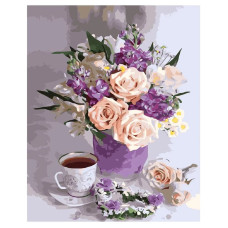 Картина для малювання за номерами Стратег Натюрморт у бузкових тонах 40х50см (VA-1959)