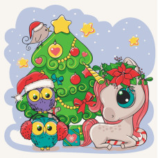 Картина для малювання за номерами Art Craft Єдиноріжка з друзями 30х30см (15553-AC)