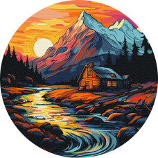 Картина-розмальовка Ідейка за номерами Будинок біля струмка d-29 см (KHO-R1015)