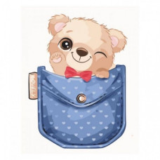 Картина для малювання за номерами Стратег Ведмедик у кишені 30х40см (SV-0021)