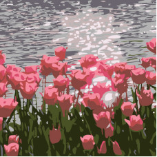 Картина-розмальовка Strateg за номерами Тюльпани на схилі 20х20 (HH5100)