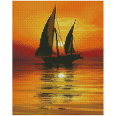 Картина за номерами з алмазною мозаїкою Стратег Вітрильник на воді 40х50см (FA0040)