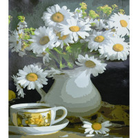 Картина-розмальовка Strateg за номерами Ромашки в вазі 30х40 (SS6495)