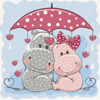 Картина для малювання за номерами Art Craft Бегемотики під парасолькою 30х30см (15530-AC)