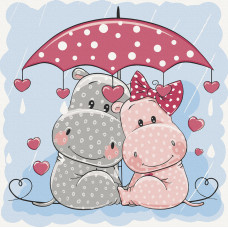 Картина для малювання за номерами Art Craft Бегемотики під парасолькою 30х30см (15530-AC)