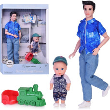 Лялька шарнірна Кен татко з пупсом іграшка потяг 30 см (A785-3)