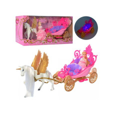 Лялька з каретою та пегасом із світло-звуковими ефектами рожева (2201B-D-PN)
