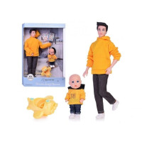 Лялька шарнірна Кен татко з пупсом іграшка літачок 30 см (A785-1)