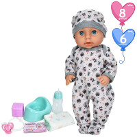 Лялька Диво Маля функціональна із аксесуарами в піжамці з мордашками тварин 40 см (YL2540F-D-DM-UA)