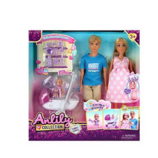 Набір Ляльок DEFA Сім'я з малюком в колясці та аксесуарами (616312)