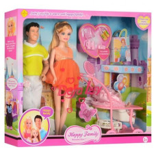 Лялька DEFA Lucy Happy family коляска, аксесуари помаранчева 30 см (8088OR)