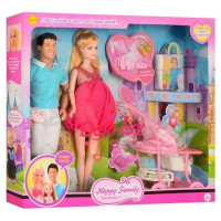 Лялька DEFA Lucy Happy family коляска, аксесуари малинова 30 см (8088PN)