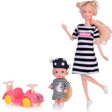 Лялька Матуся з немовлям і аксесуарами в чорно-білому платті (A783-2)