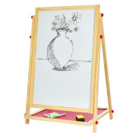 Дошка-мольберт двостороння поличка для приладдя з набором маркерів та крейди (MD1588)