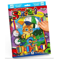 Набір для творчості Danko Toys фреска з кольорового піску SandArt Котик під парасолькою (SA-02-04U)