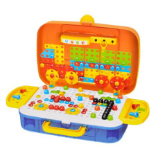 Набір мозаїка із шуруповертом в сундуку на колесах 276 дет фіолетовий (711A)