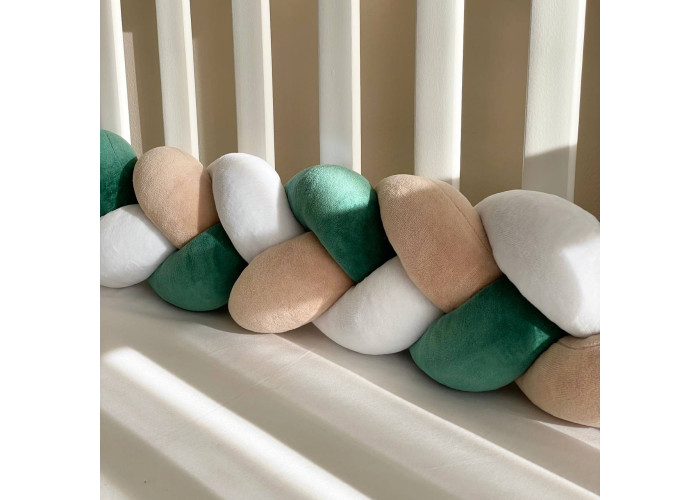 Бортик-коса (білий/бежевий/малахіт)