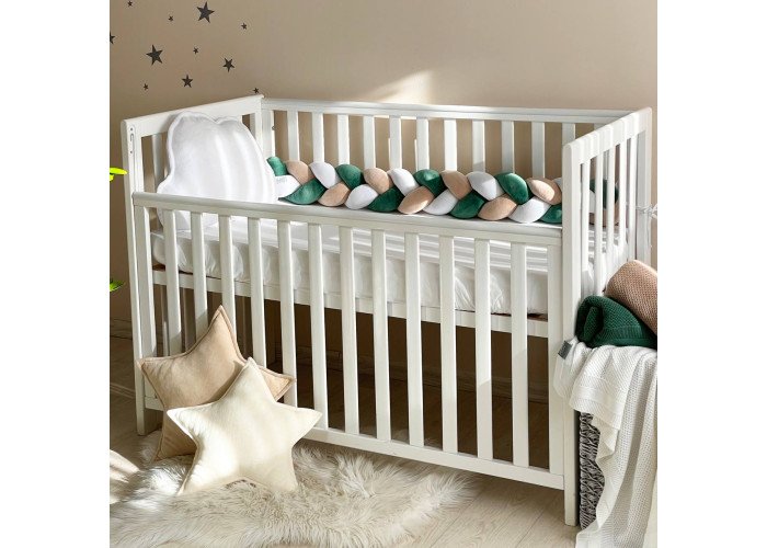 Бортик-коса (білий/бежевий/малахіт)