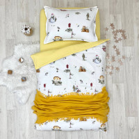 Комплект постільної білизни дитячий фланель Сніговичок жовтий
