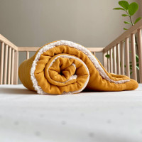 Плед муслін на хутрі Teddy гірчиця