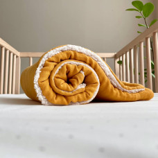 Плед муслін на хутрі Teddy гірчиця