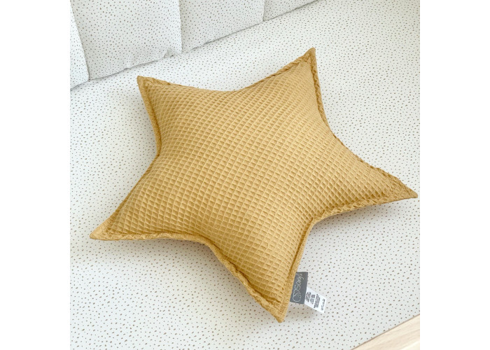Подушка декор "Зірочка" вафля гірчиця