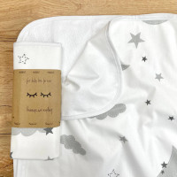 Непромокаюча пелюшка Поплін/Мембрана Хмаринки сірі з місяцем